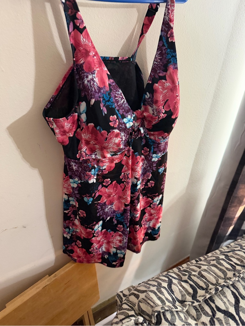 Catherines Size 18W Black Floral A-Line Swim Dress